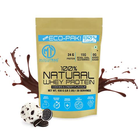 MuscleTrail Eco Pak Natural Whey Protein |30 Servings |24G Protein Per ...