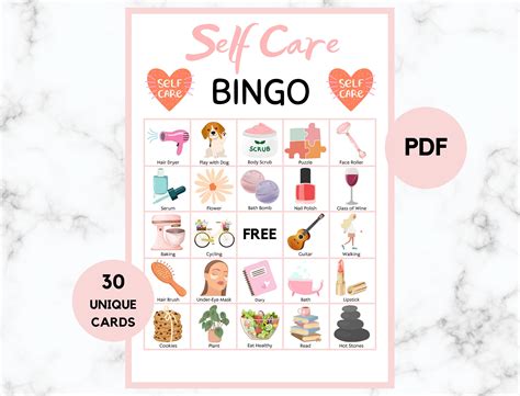 Self Care Bingo - 30 Self Care Bingo Cards - Self Care Birthday ...