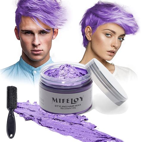 Temporary Purple Hair Spray Color Wax with Dye Brush, Instant Natural ...