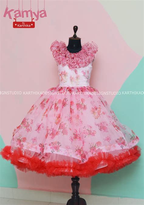 Floral organza frock – karthika design studio