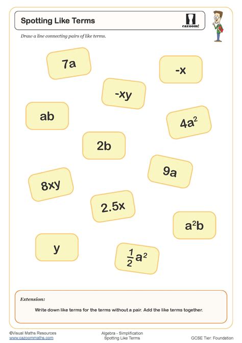 Collecting Like Terms Worksheets | KS3 Algebra