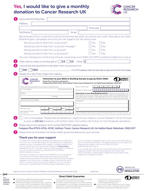 Cancer Research UK Donation Form - Blank Fillable Template | Fill Out ...
