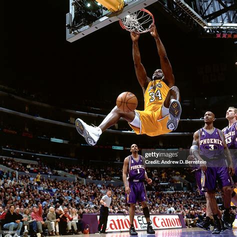Shaquille O'Neal of the Los Angeles Lakers dunks against the Phoenix ...