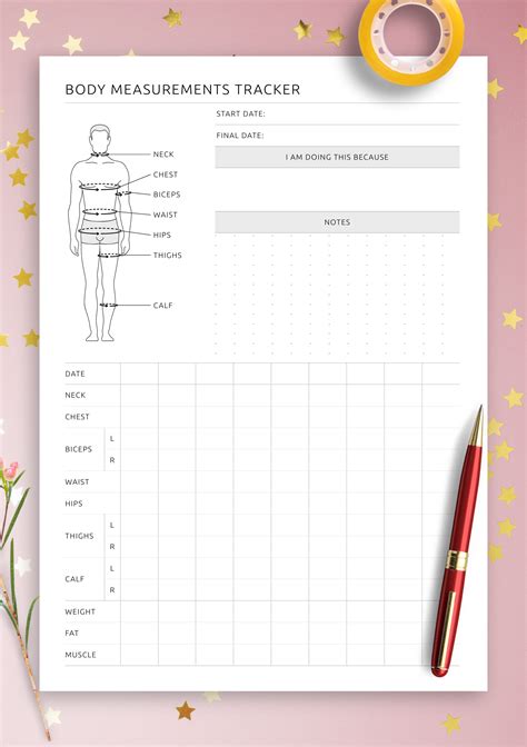 Download Printable Body Measurement Tracker Male PDF