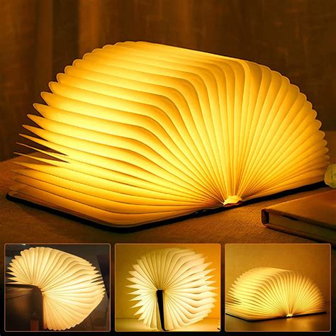 Molbory Wooden Book Light,Novelty Folding Book Lamp, Folding Night ...