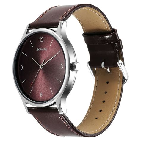 Buy Online Sonata Quartz Analog Brown Dial Watch for Men - 77105sl10 ...