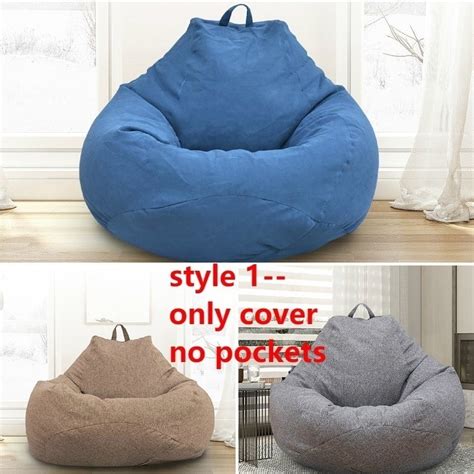 Buy 3 Sizes Large Bean Bag Sofa Cover with Pockets Lounger Chair Sofa ...
