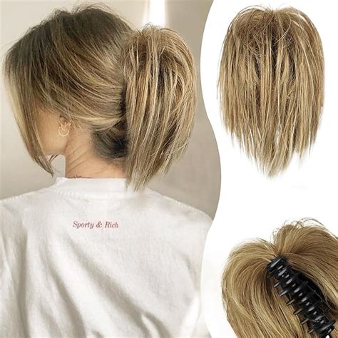 Claw Clip Messy Bun Hair Piece Short Straight Hair Ponytail Bun ...