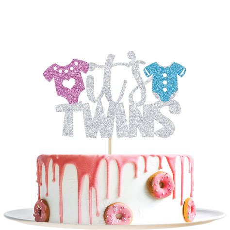 Buy Silver Glitter It's Twins Cake Topper - Oh Babies Cake Topper ...