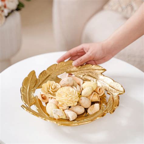 Cluster Of Leaves Metal Tray Gold Online - Premium Decorative Tray ...