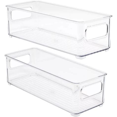 Sorbus 2 Pack Narrow Stackable Clear Bins with Handles- for Kitchen ...