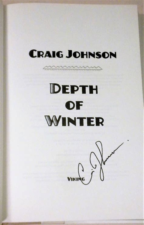 Depth of Winter by Craig Johnson: Near Fine Hardcover (2018) 1st Edition, Signed by Author(s ...