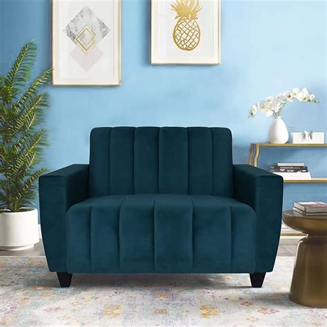 ARRA Vito Velvet Fabric 2 Seater Sofa in Green Color : Amazon.in: Home ...