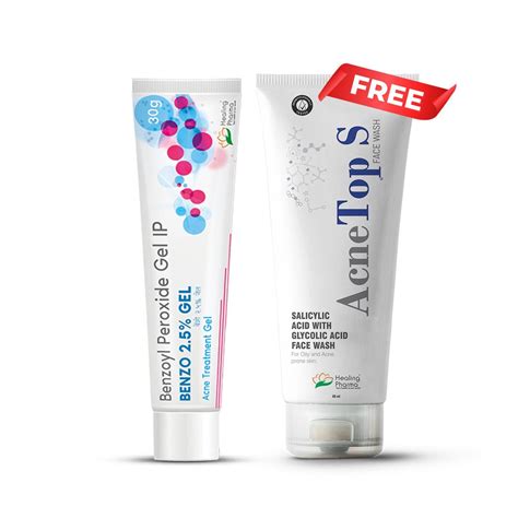 Healing Pharma Benzo Gel (Pack Of 2) + Acnetop S Facewash Free