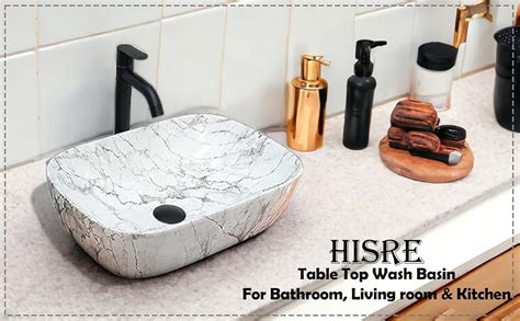 HISRE Table Top Wash Basin For Bathroom | Over Counter Top Wash Basin ...