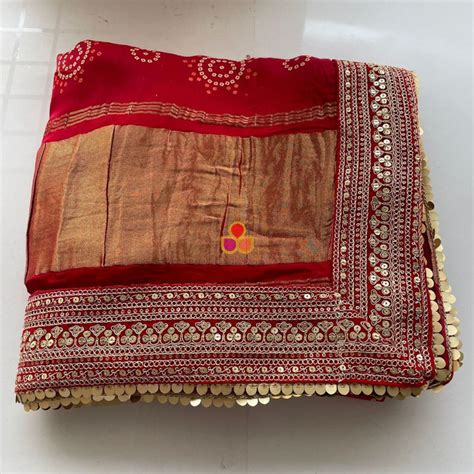 Bridal Red Kareena Royale Bandhani Silk Dupatta – anokherang