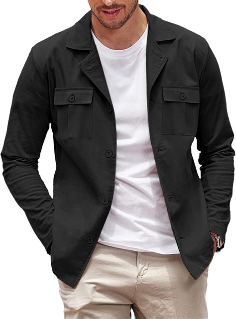 COOFANDY Men's Casual Shirt Jacket Cotton Linen Shacket Lightweight ...