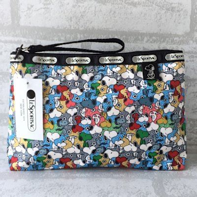 LeSportsac x snoopy 8236 手拿包 化妝包 降落傘防水 好朋友史努比 限量 黑色 | Yahoo奇摩拍賣