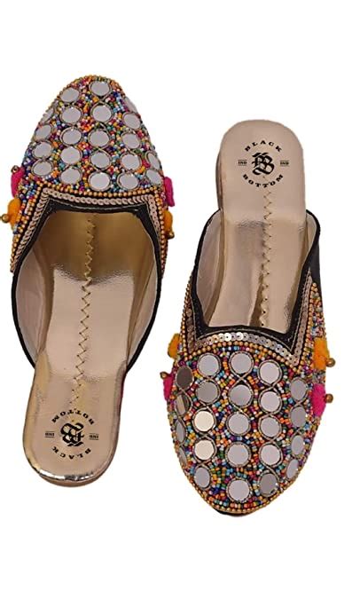 BLACK BOTTOM Women's Ethnic Flats, Women's Traditional Slip-On Mojari ...