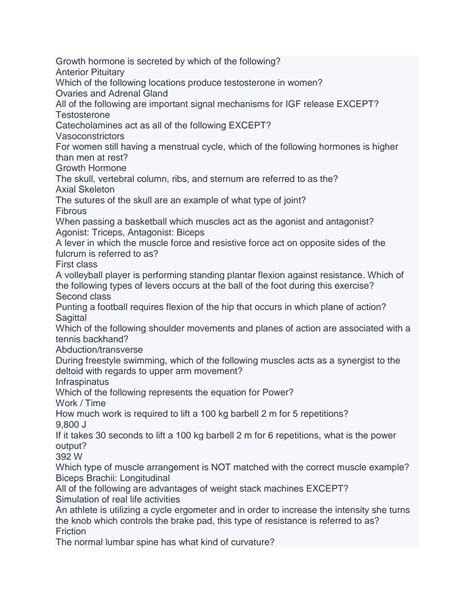 SOLUTION: Cscs practice exam - Studypool