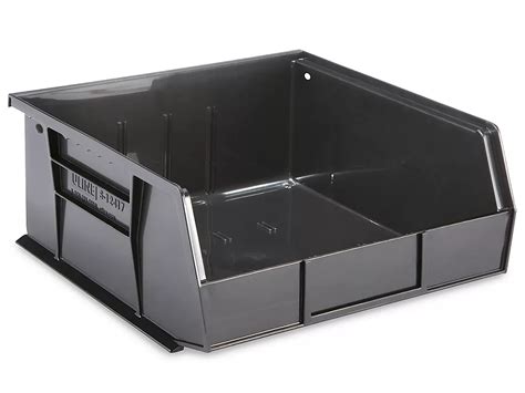 Plastic Stackable Bins - 11 x 11 x 5", Black S-12417BL - ULINE