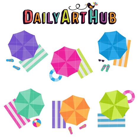 Top View Beach Umbrellas Clip Art Set – Daily Art Hub // Graphics ...