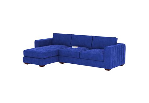 Buy Jackson L-Shaped Left Aligned Sofa (Velvet, Sapphire blue) Online ...
