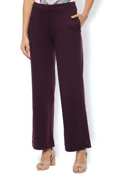 Buy Women Maroon Solid Formal Regular Fit Pants Online - 528403 | Van ...
