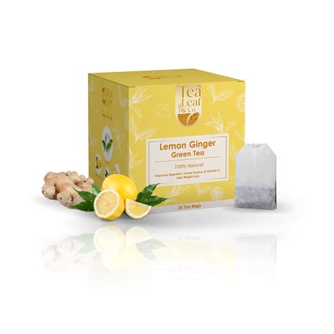 Tea Leaf & Co. Lemon Ginger Green Tea Digestive Aid & Vitamin C Herbal ...