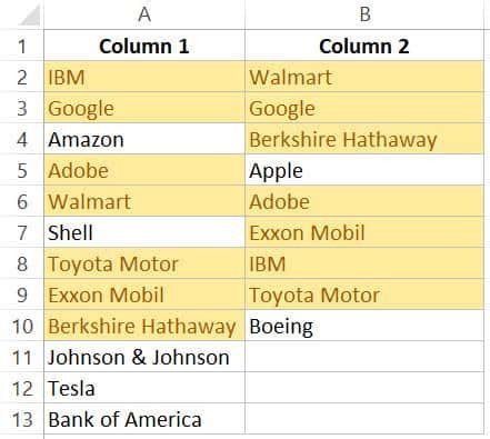 Image result for Excel Comparing Columns for Differences Using Ranges