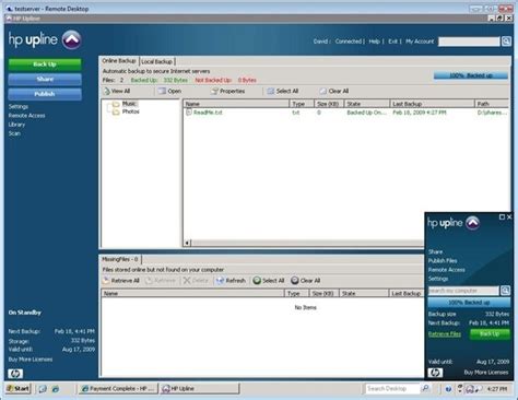 HP Upline Online Backup Within WHS