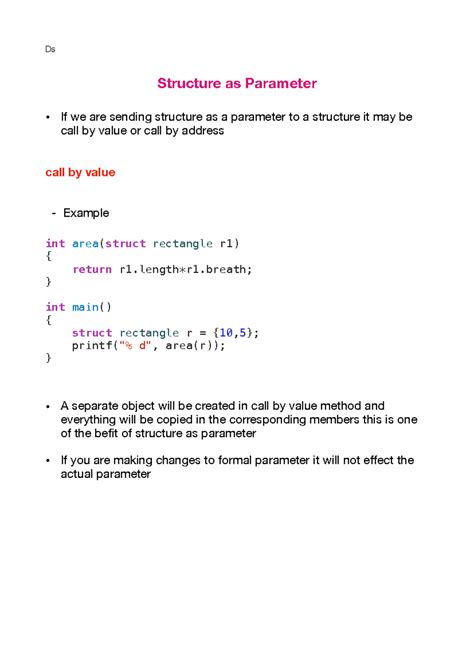 Struct As Parameter-19 - Ds Structure as Parameter • If we are sending ...