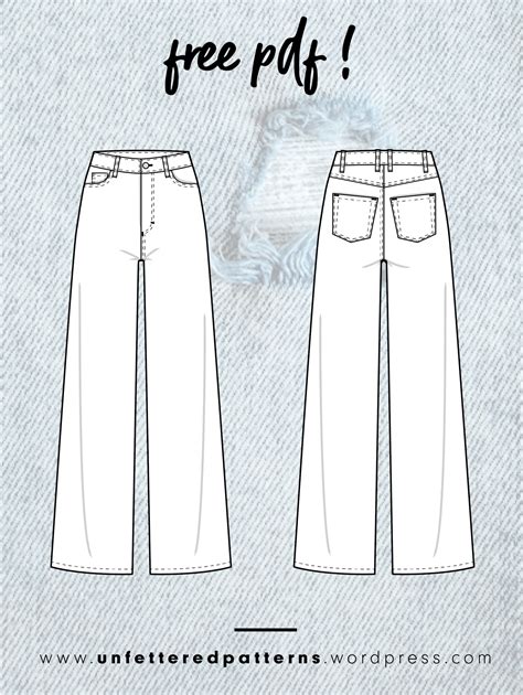 Wide-leg high waist jeans – Free sewing pattern download PDF #UP1001 ...
