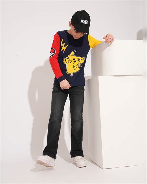 PIKACHU Navy Blue Printed Pullover