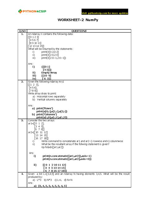 NumPy Exercises and Solutions for Course DOC-20251009-WA0004 - Studocu