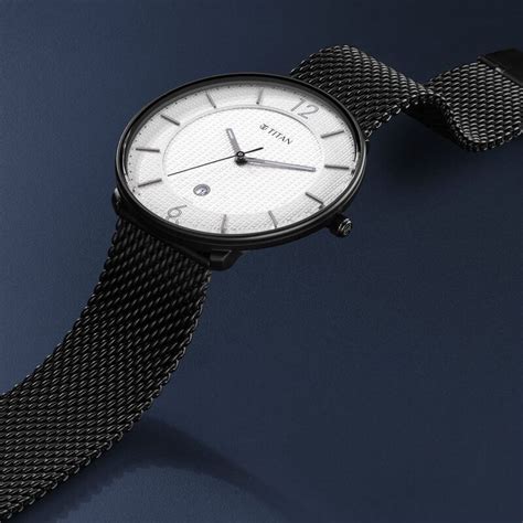 Titan Minimals White Analog With Date Stainless Steel Strap Watch For ...