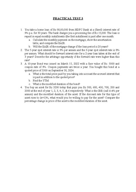 Practical Test 3 - Financial Modelling with Excel - SEC Test Paper ...