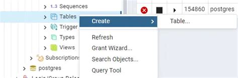 Image result for CreateTable pgAdmin 4
