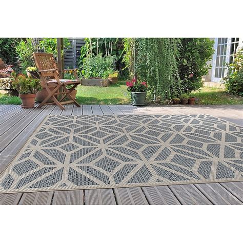 World Rug Gallery Patio 8 X 10 (ft) Blue Indoor/Outdoor Geometric Mid ...