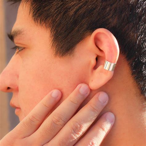 Amazon.com: Sterling Silver Extra Wide Orbital Ear Cuff Earring for Men ...