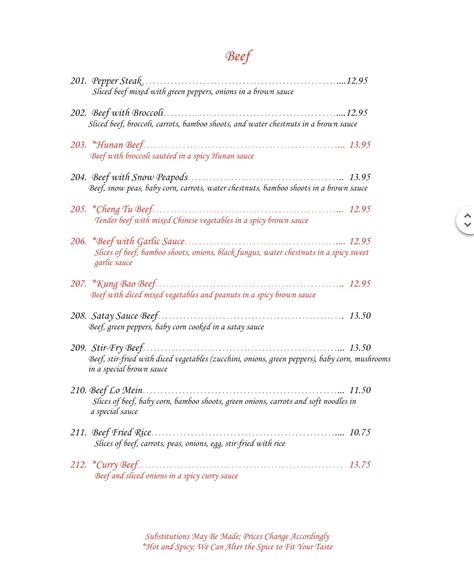 Menu at New China Garden Restaurant, Wise