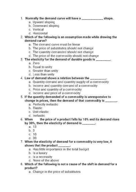 ECO113 MCQ Practice - Normally the demand curve will have a ...