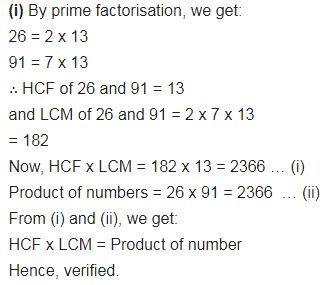 Find the LCM and HCF of the following pairs of integers and verify that ...