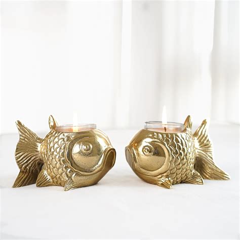 Buy BEHOMA Metal Fish Aluminum Figurine Good Luck and Success | Candle ...