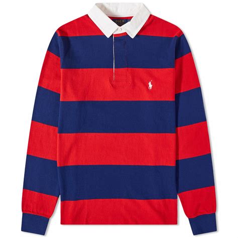 Polo Ralph Lauren Men's Striped Rugby Shirt in Red/Fall Royal Polo ...