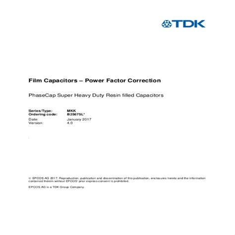Download TDK EPCOS Capacitor Catalogue PDF |Eleczo.com