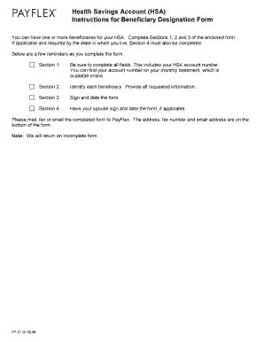 Fillable Online Health Savings Account Beneficiary Designation Form ...