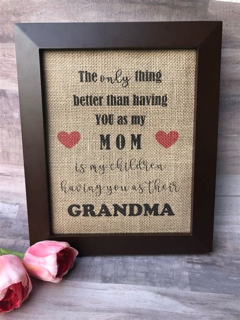 Grandparent gifts Grandma gifts Mother’s Day gift ideas Burlap print ...