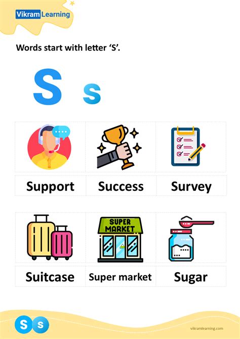 Download words start with letter 's' worksheets | vikramlearning.com