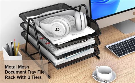 VIDISA 3-Tier Metal Mesh File/Documents/Letters/A4 Size Files Rack, 35 ...